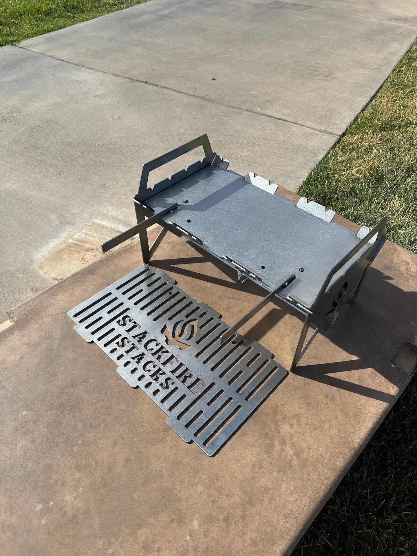 The Switch Grill Stack – a versatile grill stacker that converts into a BBQ grill stacker, charcoal grill stacker, and flame pit stack. Ideal for outdoor fire pit stack setups, portable fire pit stack cooking, and multipurpose grill pit stacks for camping or backyard use.