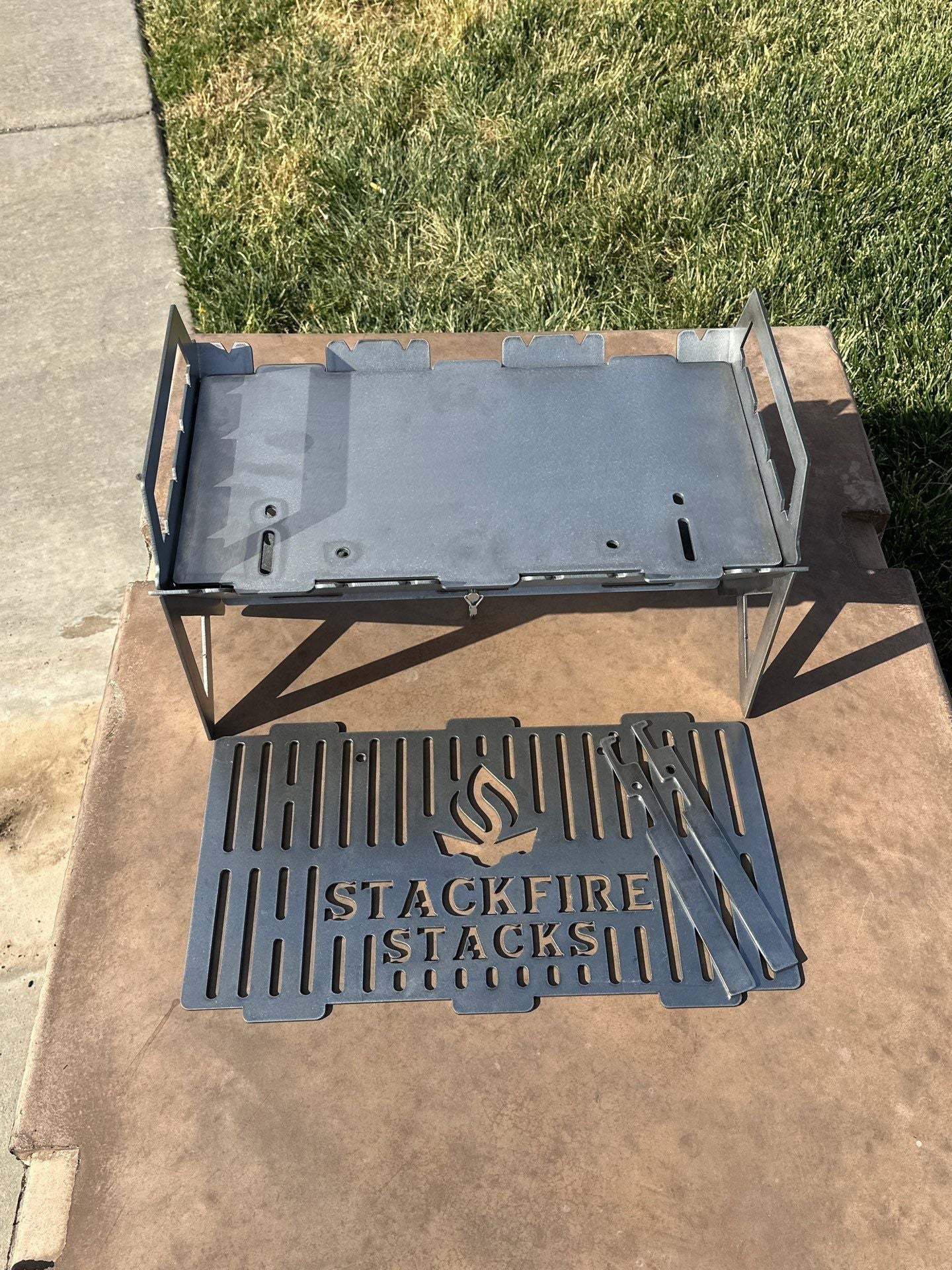 The Switch Grill Stack – a versatile grill stacker that converts into a BBQ grill stacker, charcoal grill stacker, and flame pit stack. Ideal for outdoor fire pit stack setups, portable fire pit stack cooking, and multipurpose grill pit stacks for camping or backyard use.