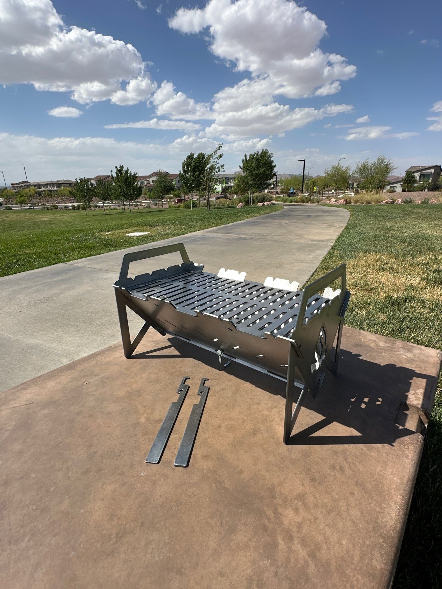 Foundry Grill Stack by StackFire Stacks — portable tabletop charcoal grill stacker and outdoor BBQ fire pit stack for camping and backyard cooking