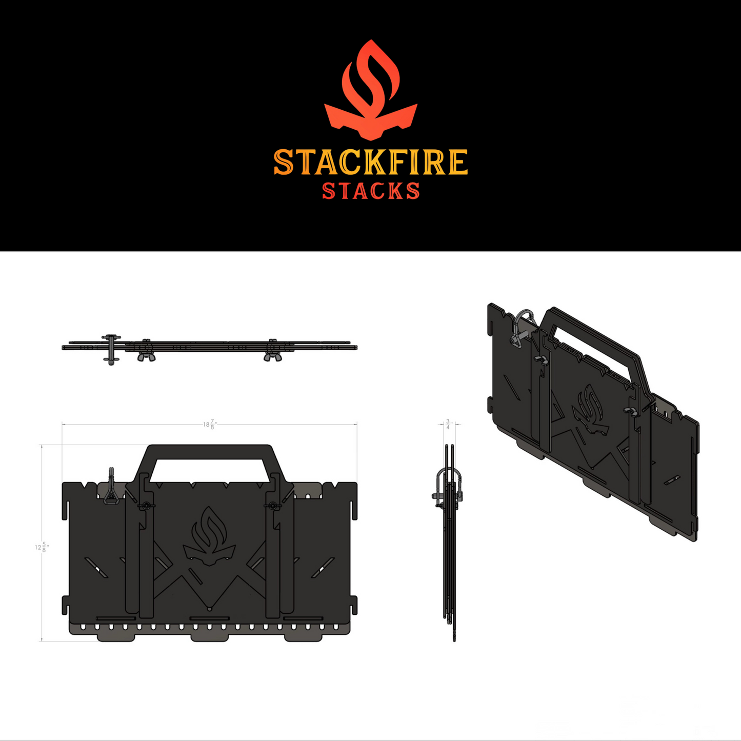 Full Weld Grill Stacker – heavy-duty BBQ grill stacker and charcoal grill stacker built for high-heat performance; part of StackFire’s portable fire pit stack system. Ideal for grill pit stacks, Flame Pit Stack setups, and durable outdoor fire pit stack cooking.