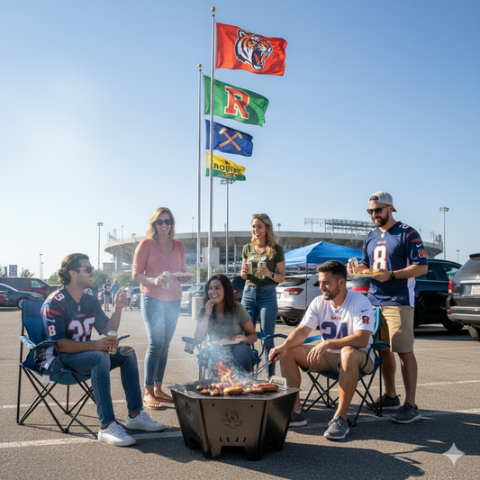 Tailgate fire pit grill – collapsible charcoal grill for stadium parking lot
