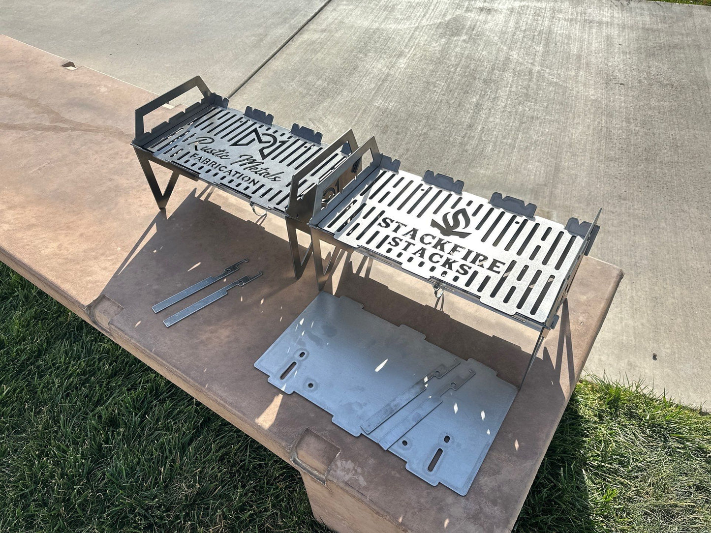 Full Weld Grill Stacker – heavy-duty BBQ grill stacker and charcoal grill stacker built for high-heat performance; part of StackFire’s portable fire pit stack system. Ideal for grill pit stacks, Flame Pit Stack setups, and durable outdoor fire pit stack cooking.