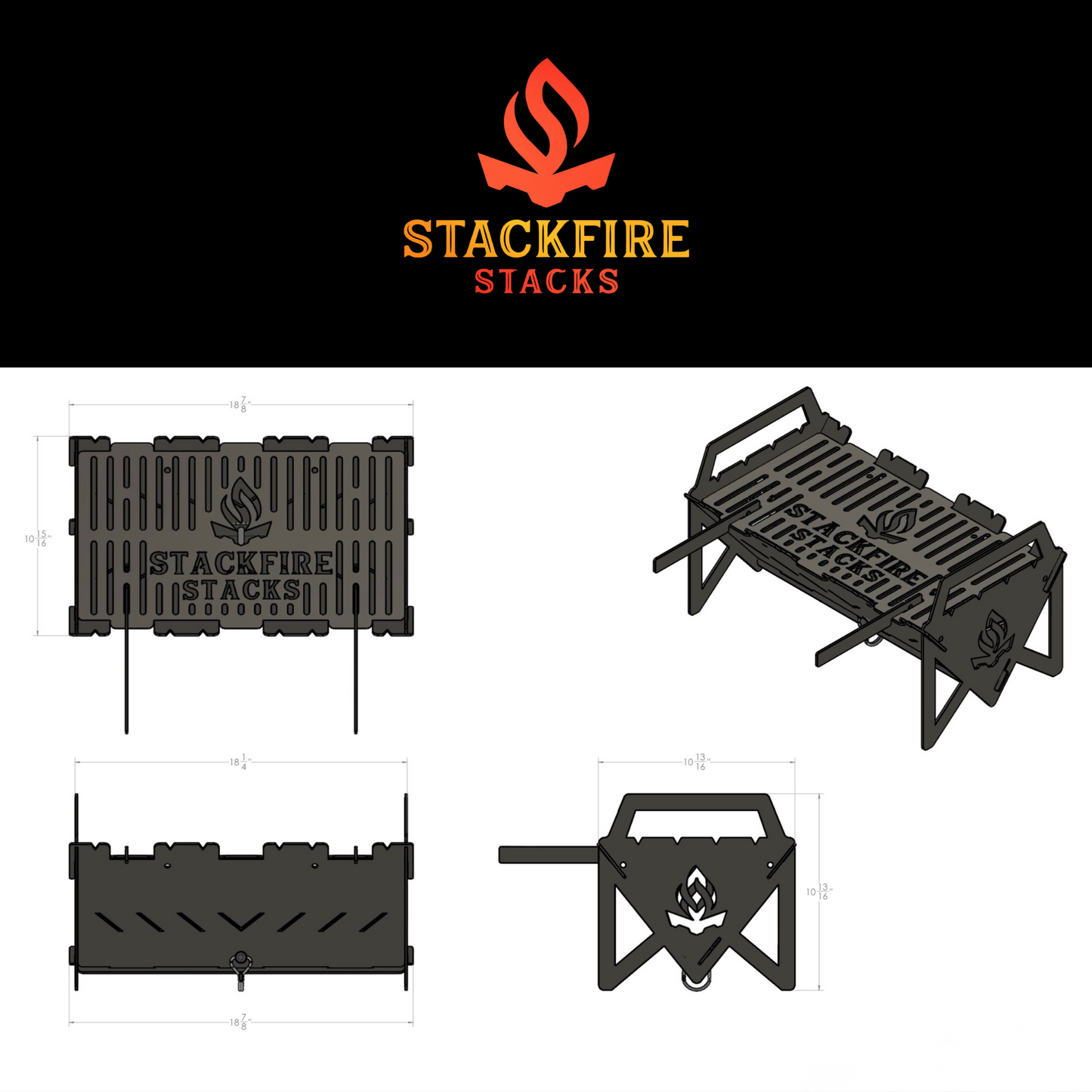Full Weld Grill Stacker – heavy-duty BBQ grill stacker and charcoal grill stacker built for high-heat performance; part of StackFire’s portable fire pit stack system. Ideal for grill pit stacks, Flame Pit Stack setups, and durable outdoor fire pit stack cooking.