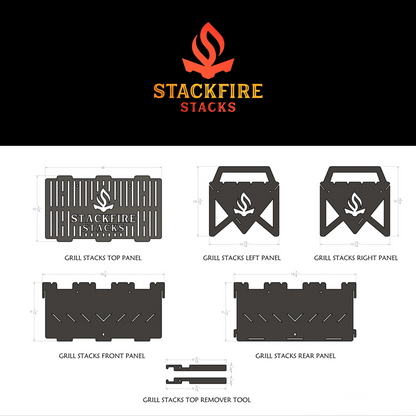Full Weld Grill Stacker – heavy-duty BBQ grill stacker and charcoal grill stacker built for high-heat performance; part of StackFire’s portable fire pit stack system. Ideal for grill pit stacks, Flame Pit Stack setups, and durable outdoor fire pit stack cooking.