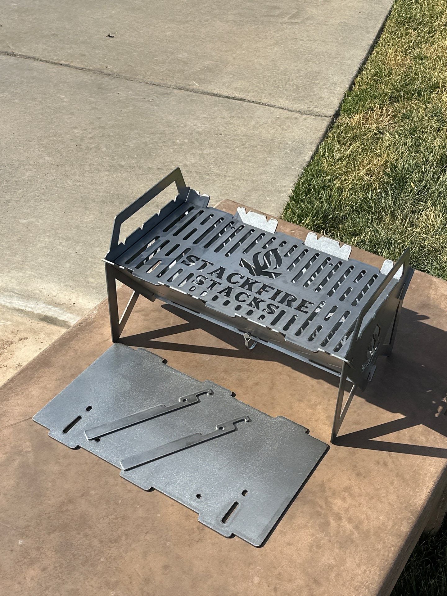 The Switch Grill Stack by StackFire Stacks — modular tabletop charcoal grill stacker and portable fire pit stack for outdoor BBQ and camping